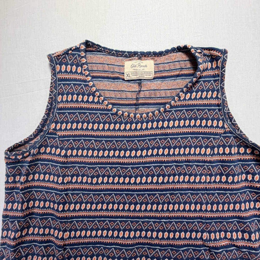 Old Ranch Women's Tribal Print Sleeveless Tank Dress XL Blue Coral